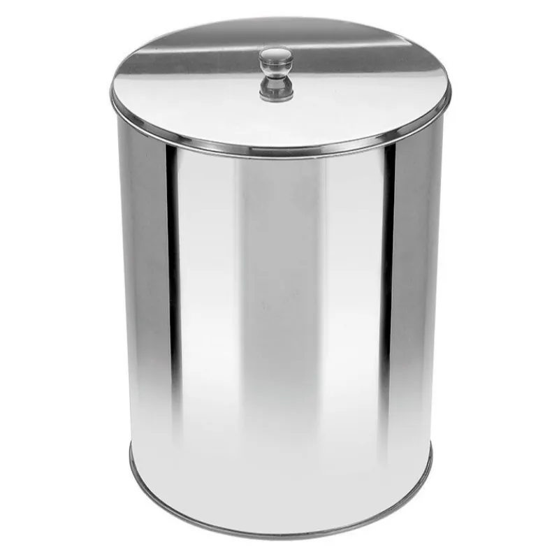 Lixeira Office Com Tampa Em Aço Inox 7L