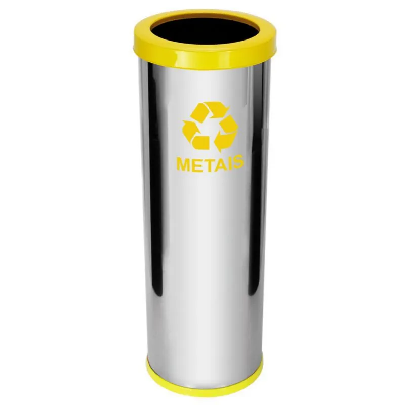 Lixeira em Aço Inox Com Aro Pintado 30L