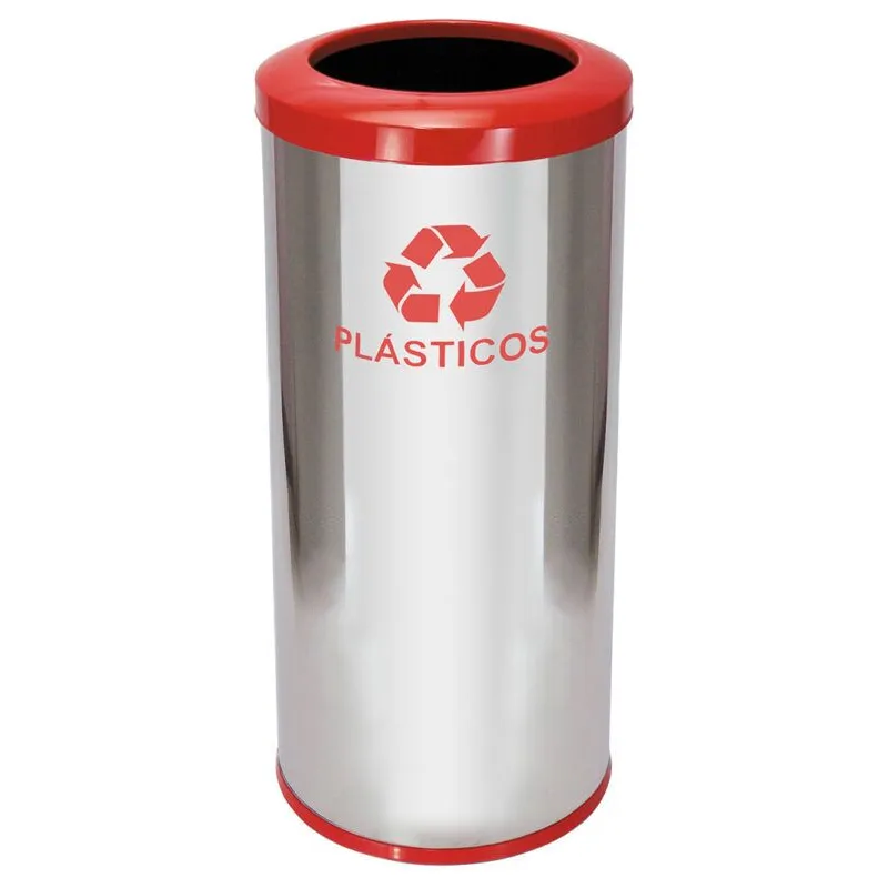 Lixeira em Aço Inox Com Aro Pintado 50L