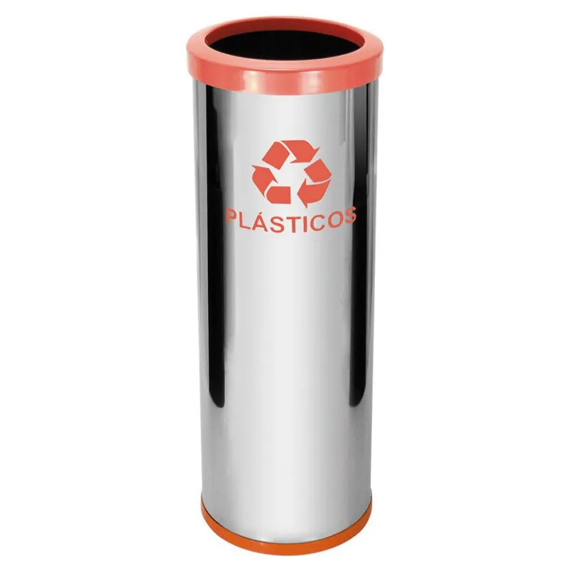 Lixeira em Aço Inox Com Aro Plástico 50L