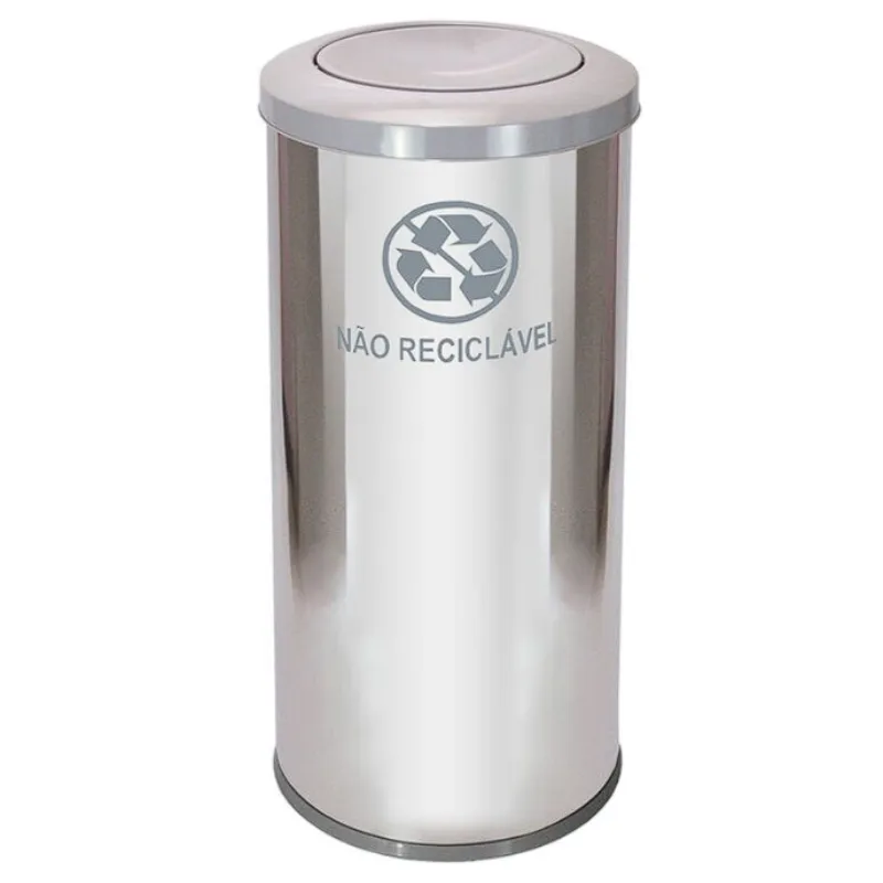 Lixeira Em Aço Inox Com Tampa Meia Esfera Pintada 50L