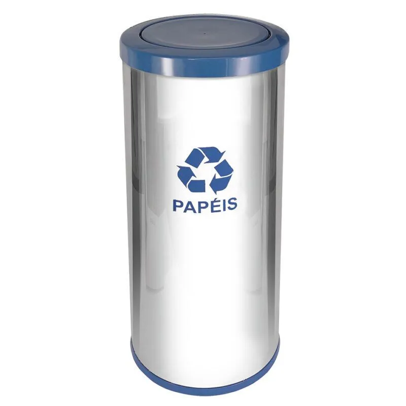 Lixeira Em Aço Inox Com Tampa Meia Esfera Plástica 50L