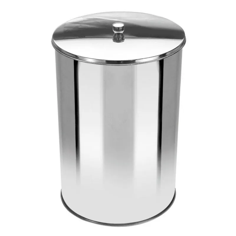 Lixeira Office Com Tampa Em Aço Inox 10L