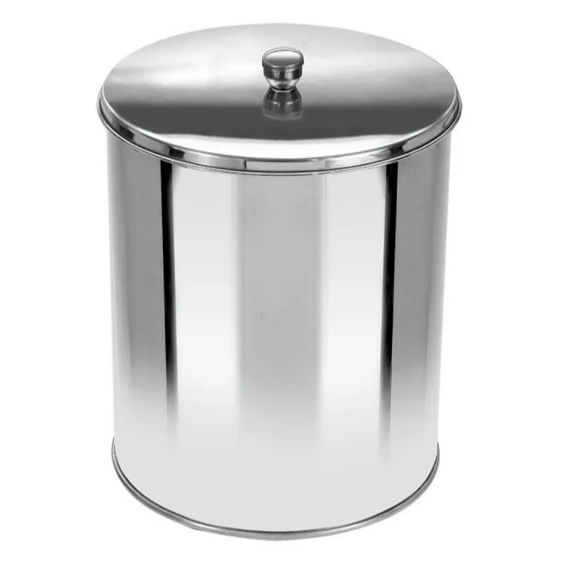 Lixeira Office Com Tampa Em Aço Inox 5L