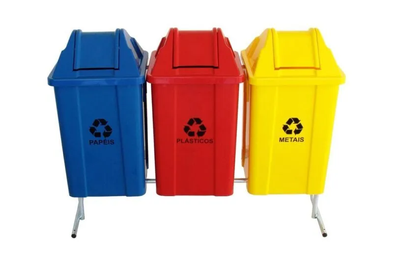 Conjunto Para Coleta Seletiva Com 3 Cestos De 100L