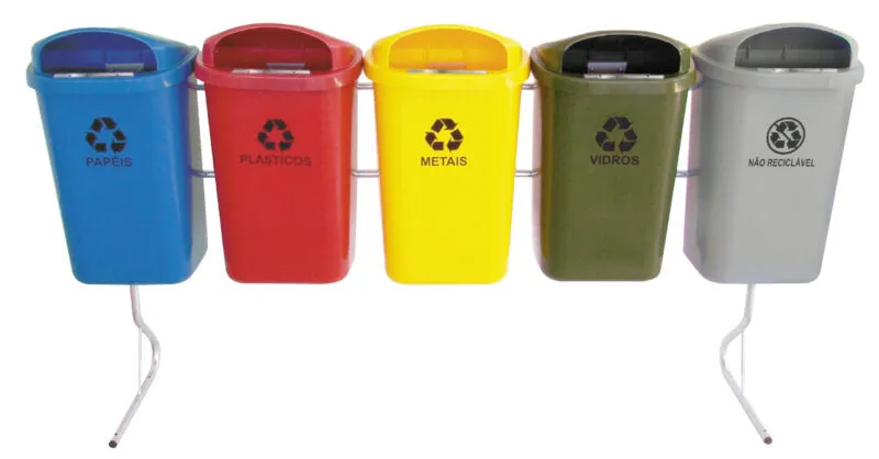 Conjunto Para Coleta Seletiva de 50L Com 5 Cestos