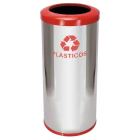 Lixeira em Aço Inox Com Aro Pintado 50L