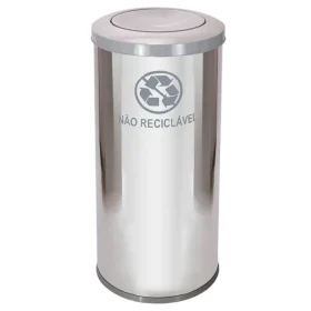 Lixeira Em Aço Inox Com Tampa Meia Esfera Pintada 50L
