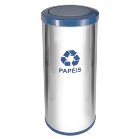 Lixeira Em Aço Inox Com Tampa Meia Esfera Plástica 50L