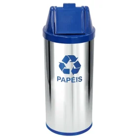 Lixeira Em Aço Inox Com Tampa Vai-Vem Plástica 50L