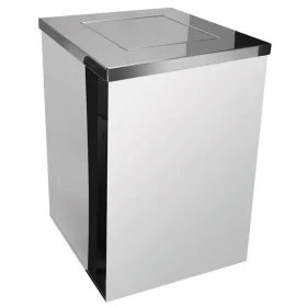 Lixeira Quadrada Em Aço Inox Com Tampa Vai-Vem 100L