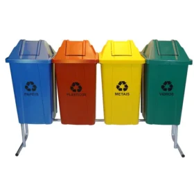 Conjunto Para Coleta Seletiva Com 4 Cestos De 60L