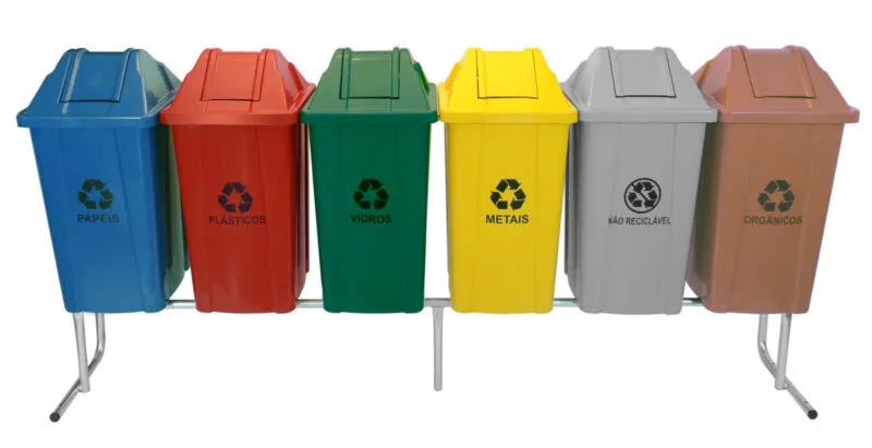 Conjunto Para Coleta Seletiva Com 6 Cestos De 60L