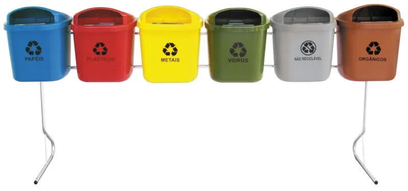 Conjunto Para Coleta Seletiva de 40L Com 6 Cestos