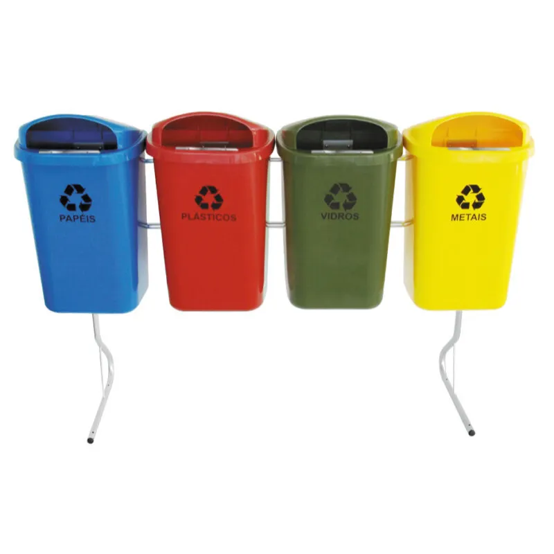 Conjunto Para Coleta Seletiva de 50L Com 4 Cestos